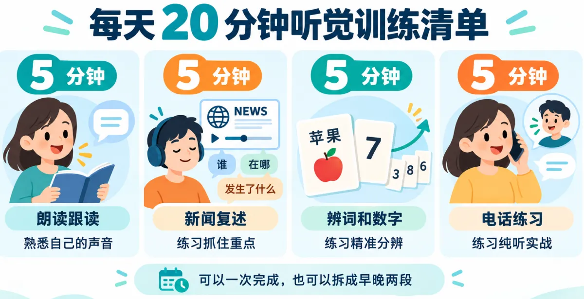 每天二十分钟，在家就能练：一份可以照着做的听觉训练清单